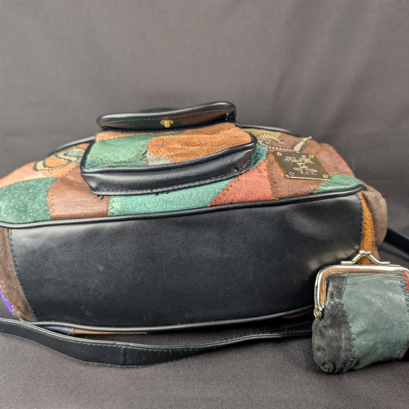 Vintage David Jones International Patchwork Leather Frame Bag & Coin Purse - Picture 8 of 11
